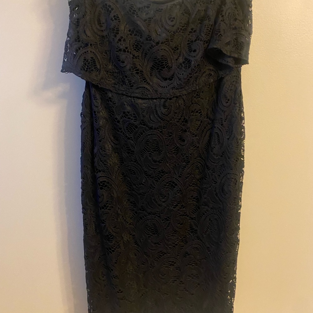 Strapless black lace dress.. great for a wedding!